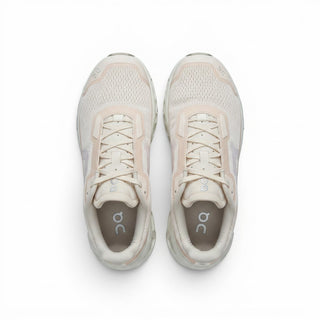 FWSports Shoes Mens On Running Cloudmonster Void running shoes in dewdrop and ivory white with breathable mesh upper.