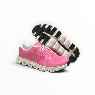 FWSports Shoes pink On Cloud 6 waterproof sneakers with white cushioned soles and black rubber traction lugs