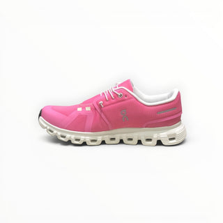 FWSports Shoes On Cloud 6 waterproof sneakers in vibrant pink with white cushioned sole and mesh upper