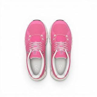FWSports Shoes On Cloud 6 waterproof sneakers in vibrant pink with white laces and cushioned mesh upper
