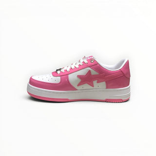 FWSports Shoes BAPE STA low-top sneakers in pink and white patent leather with signature star side logo
