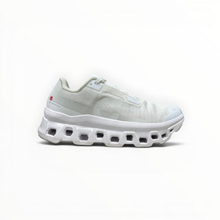 FWSports Shoes white On Running Cloudmonster running shoe with breathable mesh upper and thick CloudTec cushioned sole.