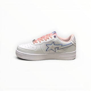 FWSports Shoes BAPE STA low-top sneakers in white and peach with a signature star logo and lace-up closure.