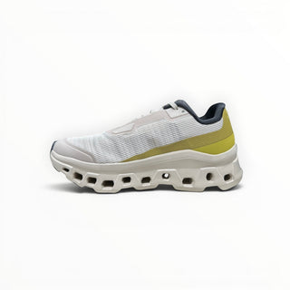 FWSports Shoes Womens On Running Cloudmonster Void running shoe in beige and yellow with mesh upper and thick sole