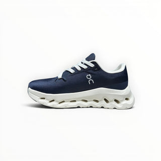 FWSports Shoes Womens On-Run Cloudtilt sneaker in dark blue mesh with white Cloudtec foam sole and speed laces.