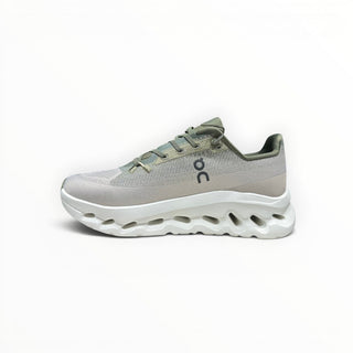FWSports Shoes Womens On-Run Cloudtilt sneaker in grey and white with breathable mesh and chunky rocker sole