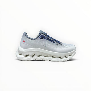 FWSports Shoes Womens On-Run Cloudtilt sneaker in white and dark blue with mesh upper and thick rocker sole